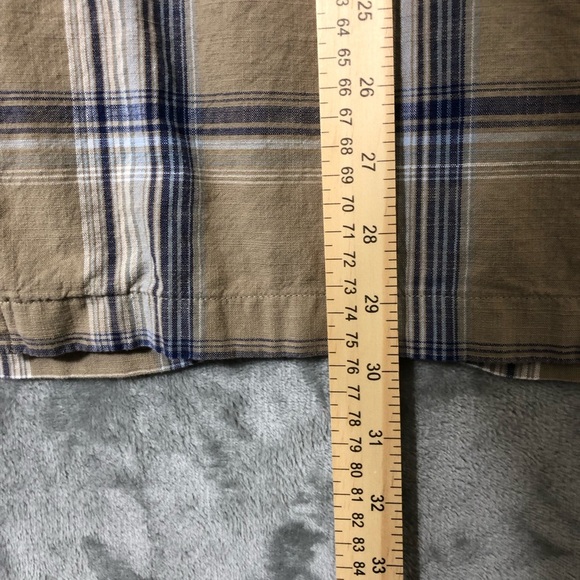 Solaris Men Brown Plaid Shirt Size XL Button Up Short Sleeve Summer Casual - Picture 12 of 12